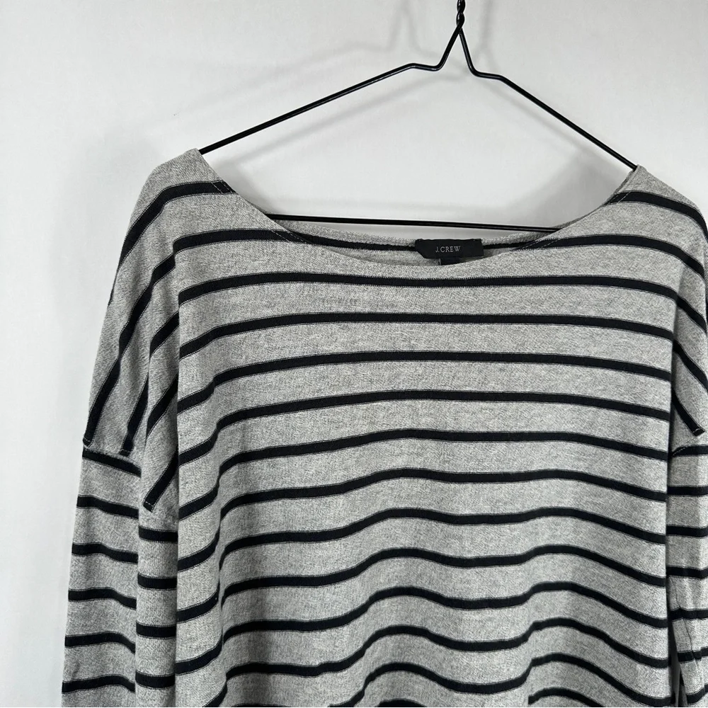 J. Crew Boatneck Black and Gray Striped Sweater | Size Small